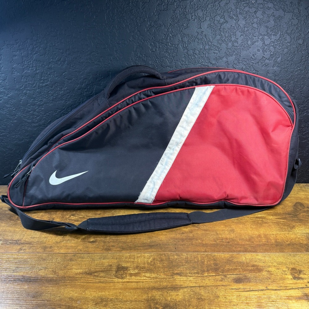 Nike Triple Racquet‎ Black Red Nylon Tennis Gear Bag Large Unisex